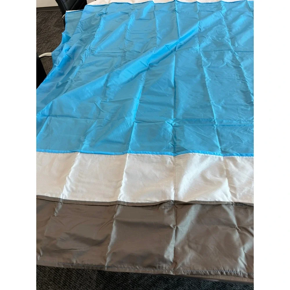 Blue Ripstop Nylon Beach Blanket Sand Free Outdoor Picnic Mat with Stakes 82x78